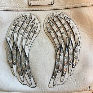 Miss Me Cream Satchel with Silver Wing Design